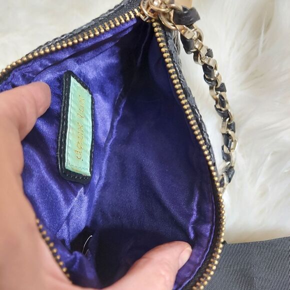 Deux lux quilted black wristlet clutch evening bag - Picture 7 of 10